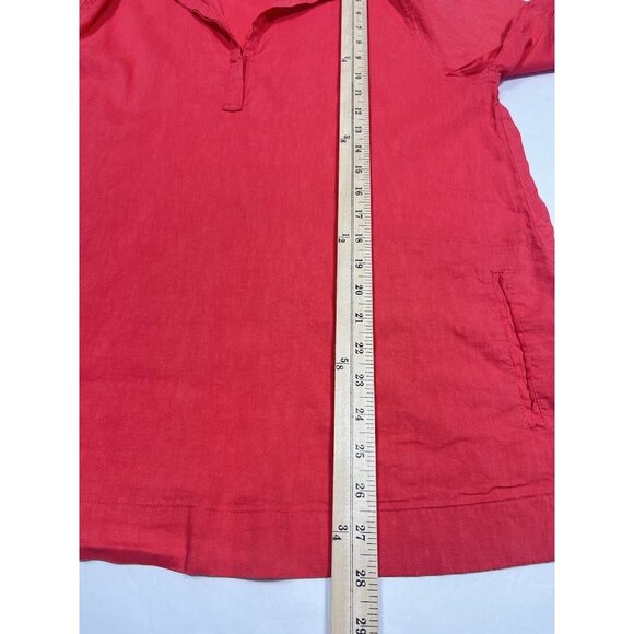 Eileen Fisher Shirt Womens Medium Pink Pullover Linen Blend 3/4 Sleeve Pockets - Picture 9 of 10
